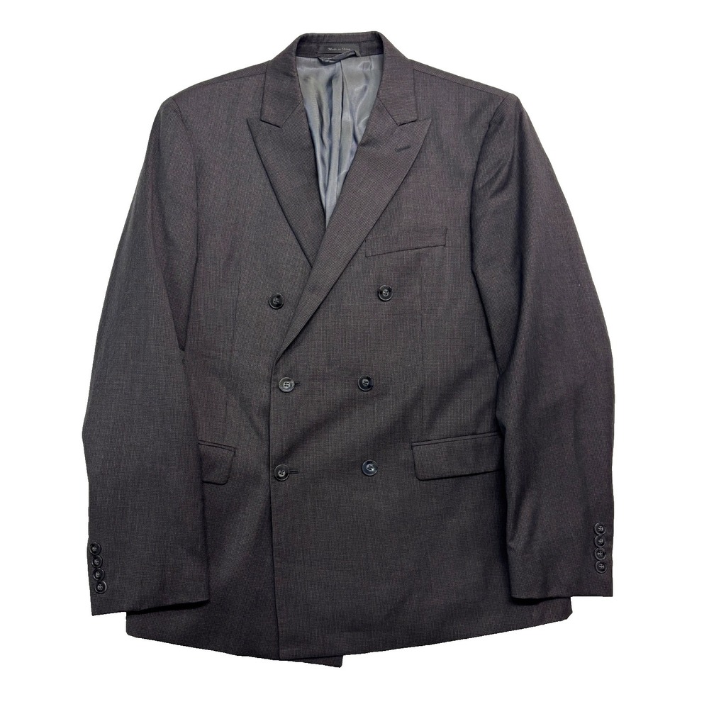 Calvin Klein 42R Charcoal Gingham Blazer Jacket Sport Suit Coat Wool‎ Slim Fit